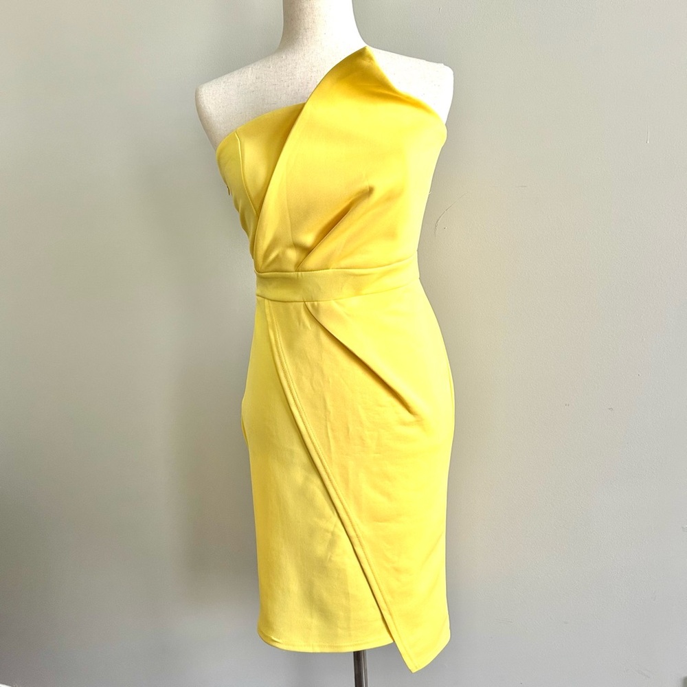 Strapless Yellow Fold Front Dress Size M-US 6-8